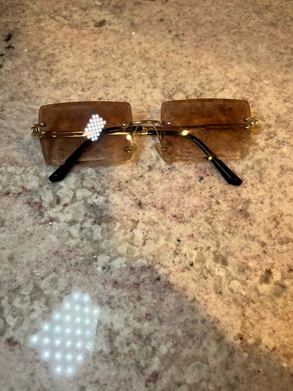 Rimless Square Brown Gradient Sunglasses